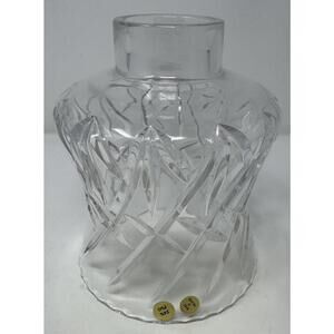 Block Crystal Olympic Hurricane Lamp Globe Round Crisscross EUC - 24% PdO